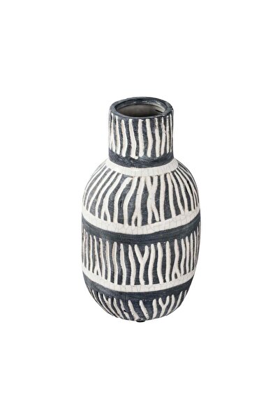 Roots Furniture Tan and Black Ceramic Vase