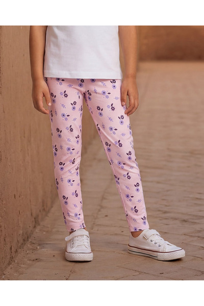 REDTAG Girls Pink All-Over Printed Leggings