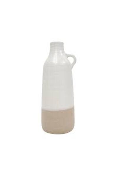 Sagebrook Home CER, 14" BOTTLE VASE, WHITE/TAN