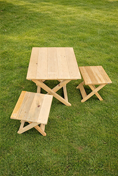 Serbest Ahşap Katlanabilir kamp, piknik masa seti 49x45