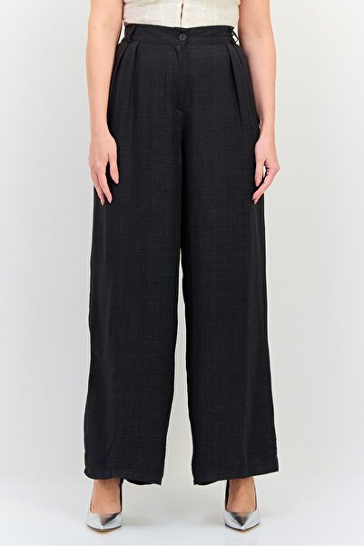 Ulyashova Women Regular Fit Plain Palazo Pants, Dark Grey