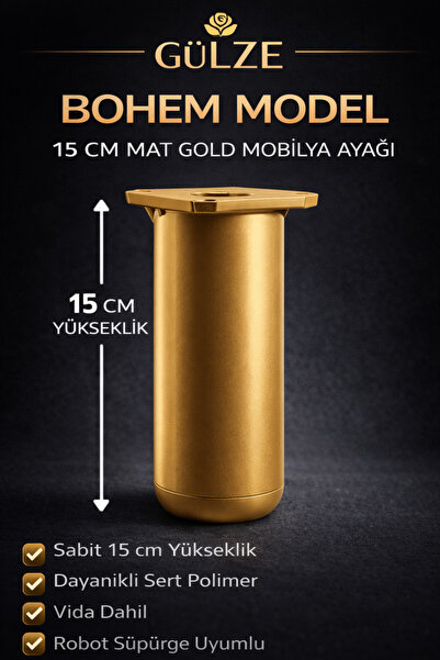 GÜLZE (15 cm) GOLD Renk BOHEM Model - Mobilya Ayağı (Mobilya Ayağı, Dolap, Ko...
