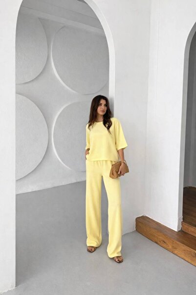 GAMZE ALPTEKİN Premium Fabric Two-Piece Set Casual Blouse Wide-Leg Pants Set