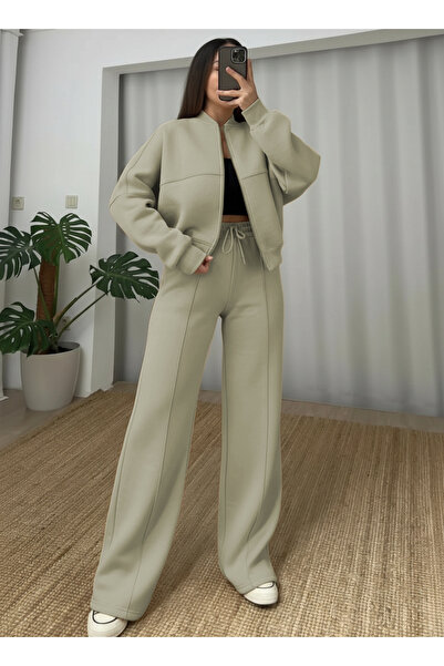 YAKAMEL Women's 3-Ply Bomber Jacket Tracksuit Set