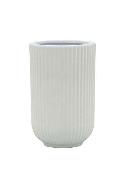 Sagebrook Home CER, 7"H RIDGED VASE, WHITE
