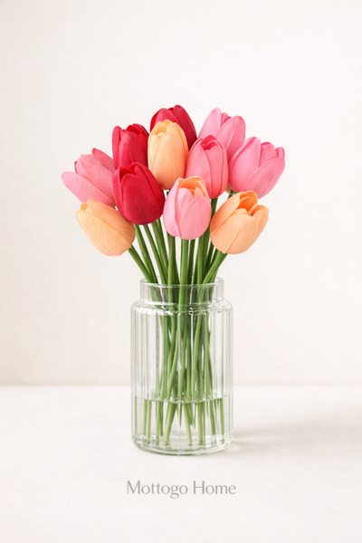 Mottogo 10 bucăți buchet de lalele artificiale de primăvară – Buchet decorati...