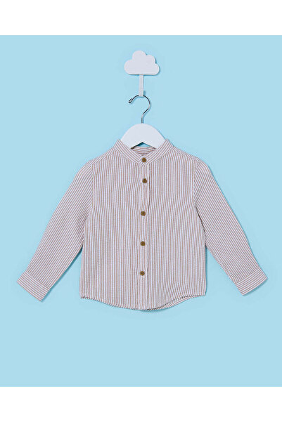 REDTAG Infant Boys Grey Mandarin Shirt