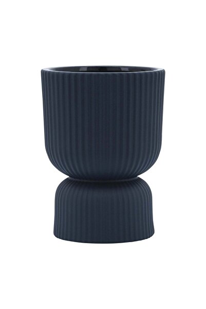 Sagebrook Home CER, 6"H RIBBED VASE, NAVY