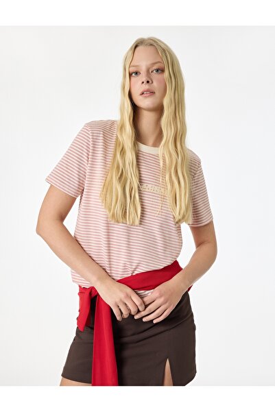 Koton Γυναικείο T-shirt 6SAL10048IK ΡΟΖ ΡΙΓΕΤΕΣ