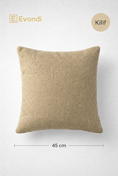 Evondi Karamel Throw Pillow Cover 45X45 – Textured Washable Fabric, Modern De...