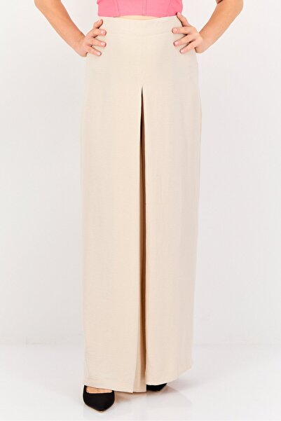 Ulyashova Women Regular Fit Plain Palazo Pants, Beige