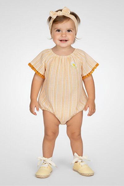 Exer Saucer Toddlers Girl 2 Piece Stripe Short Sleeve Bodysuit With Headband,...
