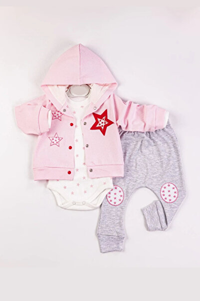 DMR Elegance Star Embroidered Hooded Baby Girl Set