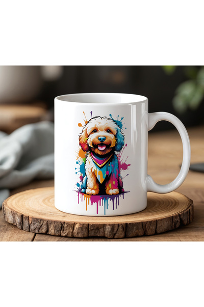 BB TRADE White Ceramic Printed Mug with Colorful Dog Design 330ml