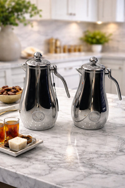 Rwafd Rema 1-liter silver thermos set (tea and coffee)