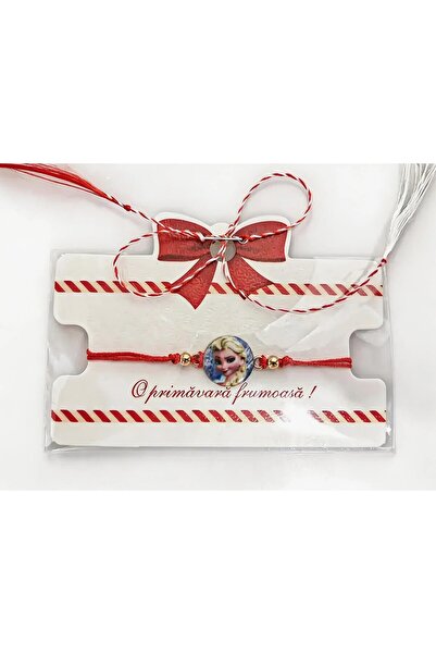 HappyHit Set of 12 Martisor Bracelets with Elsa for Children, White-Red Strin...