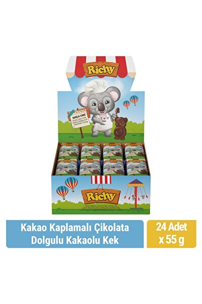 Bifa Richy Kaplamalı Çikolata Dolgulu Kakaolu Kek 55 gr x 24 Adet