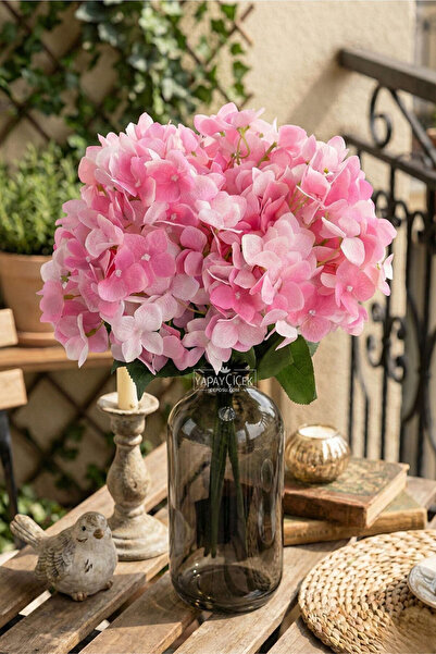 Yapay Çiçek Deposu Artificial Flower 5 Branches Wet Veined Hydrangea Bunch 45...