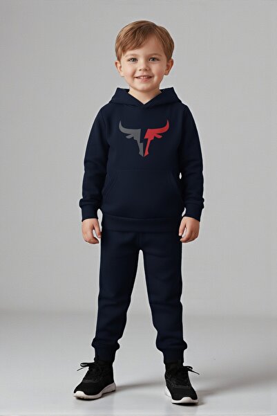 Trendy Merry Store Set de trening cu glugă și buzunar cangur pentru băieți, c...