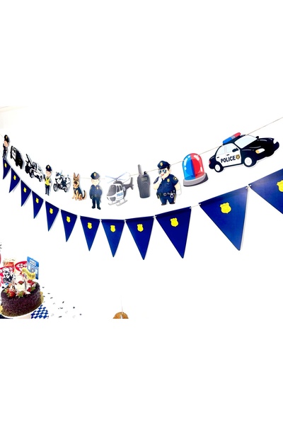 Flu Party لافتة مثلثة الشكل بتصميم شرطة - بوليس تيمال تشيتيه أب فوميتي شيب فو...