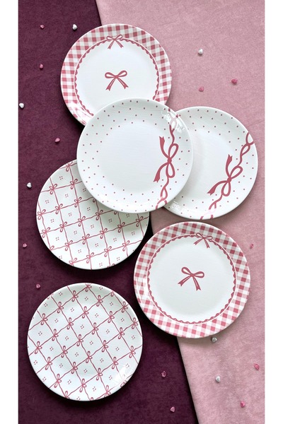 Erbaşlar Fiyonk Lüx Ceramic Cake Set for 6 People Cake Plate (20 cm)