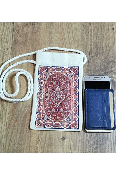 Malika OTANTİK KİLİM BASKILI HEDİYELİK TELEFON ÇANTASI, Bez Çanta, Omuz Çanta...