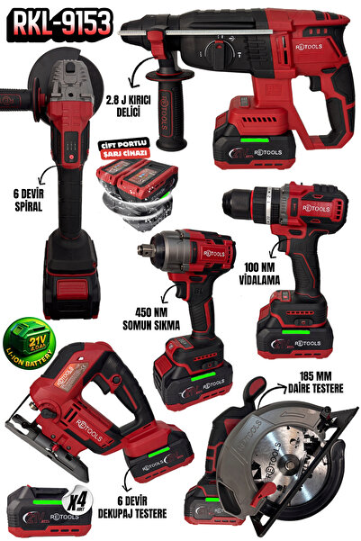 RETOOLS RKL-9153 21V 6’Lı Şarjlı Profesyonel Set Daire Testere, Dekupaj