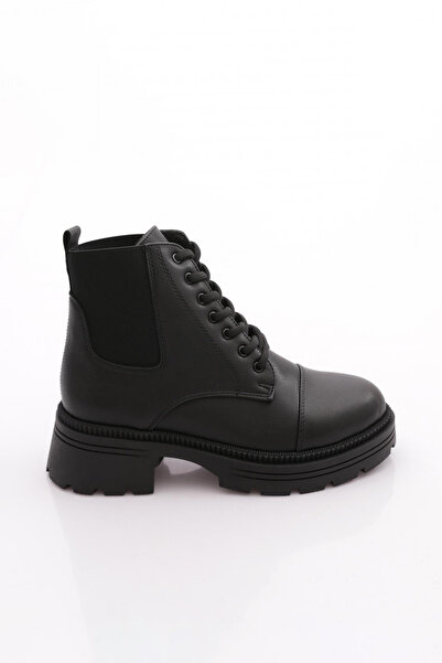 DGN 53130 Women's Stretch Detailed Lace-Up Boots