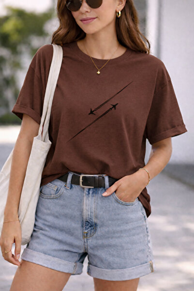 ArtYus Jet Airplane Printed Cotton Relaxed Fit Round Neck Unisex T-Shirt