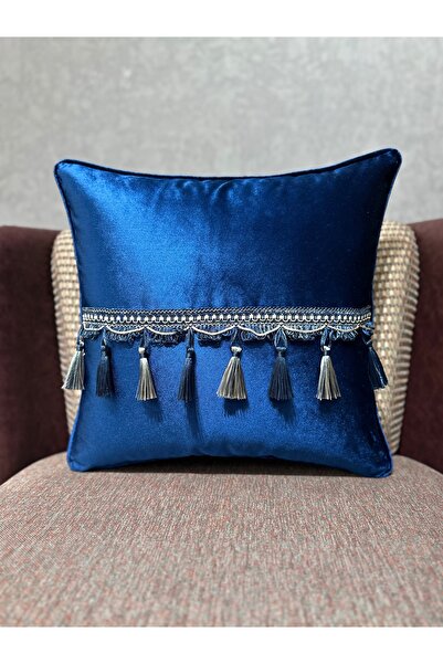 Fabricland Catifea țesută Atlas Bleumarin cu ciucuri 43x43 PĂTRAT