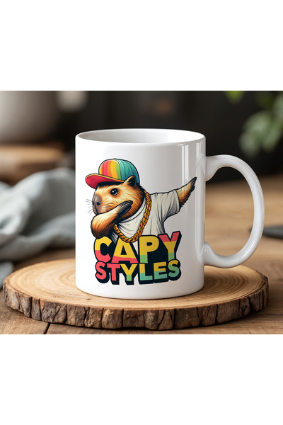 BB TRADE Kapibara Style Designed White Ceramic Printed Mug 330ml