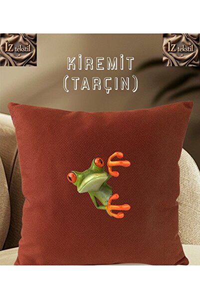 İZ WORTH WEARİNG Frog Picture Printed Mosaic Patterned Cinnamon Colored Kirle...