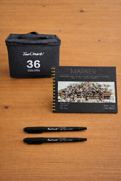 ART MARKER 36 lı Çift Uçlu Profesyonel Marker Boya Seti Marker Defteri Ve 2 l...