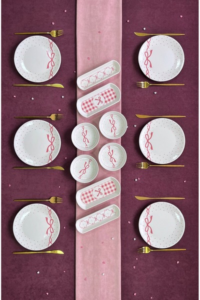 Erbaşlar Pınk Fiyonk 14 Parça 6 Kişilik Lüx Kahvaltı Takımı, Kahvaltı Seti