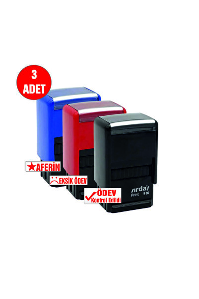 sırdaş kaşe Öğretmen Kaşesi 3'lü Set - Aferin, Eksik, Ödev, Ödev Kontrol Edil...