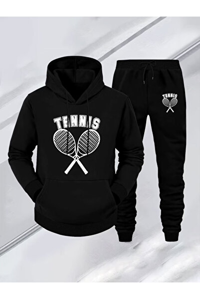 Rayan & Hoor Style Tennis Printed Hooded Tracksuit - Hooded Sweatshirt Top an...