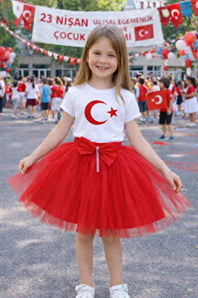 Parti Kırtasiye 23. april Set tute suknje za devojčice sa polumesecom i zvezd...