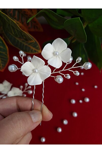 sibelle tasarım Agrafă de mireasă cu flori și detalii perlate, agrafă cu mărg...