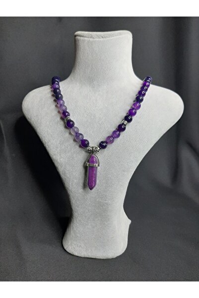 MRYart Purple Color Natural Agate Stone Necklace Rich Design