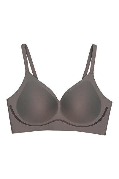 Cottonhill Seamless Bra - Air |   Brown Laser Cut Seamless Wave Stripe Detail...