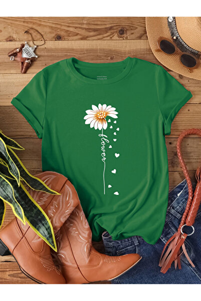 uyguntarz Unisex Flowers Printed Design Tshirt
