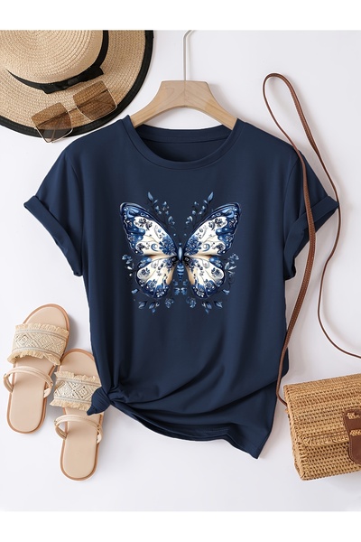 trendypassion Unisex Patterned Butterfly Printed Design Tshirt