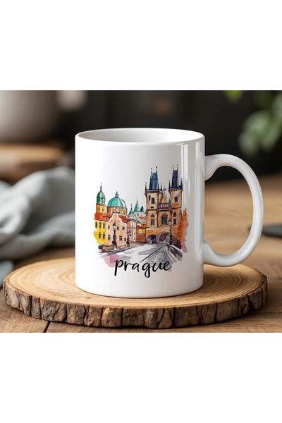 BB TRADE Prague Design White Ceramic Printed Mug 330ml