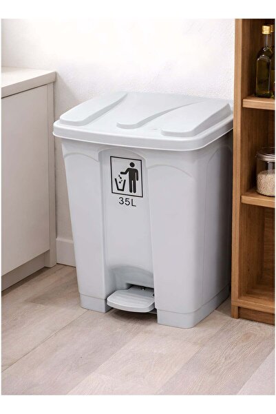 ALQANNAS 35L Plastic Pedal Trash Can with Lid, Heavy-Duty Plastic Garbage Bin...