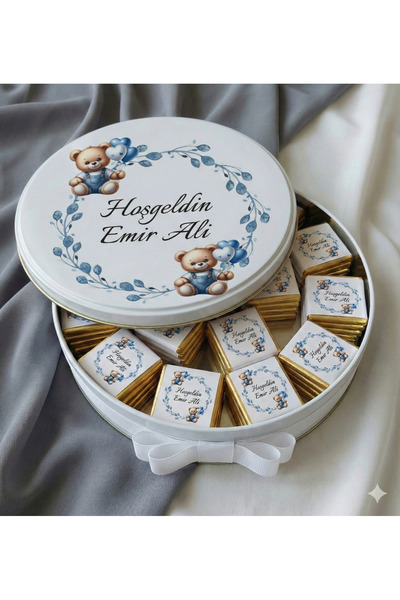Cyz Home Metal Kutuda 100 Adet Yenidoğan Bebek Çikolatası Hoşgeldin Bebek İkr...