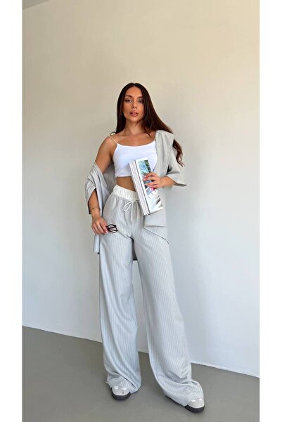 Rabona Fashion Luna Breeze Striped Wide Leg 2-Piece Set