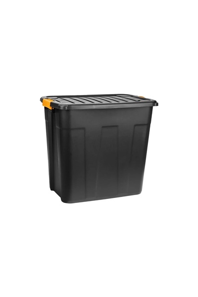 ELITECOMMERCEMARKET Heavy Duty Black Plastic Storage Box 85L