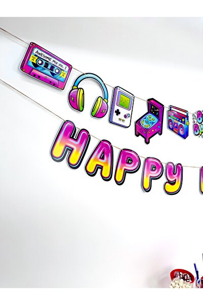 Flu Party Back to the 80's - Neon Retro 80's Themed Figured Banner