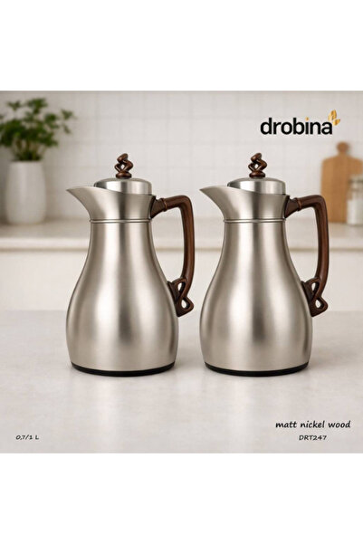drobina Elegant tea and coffee thermos set from Drobena, matte nickel finish,...