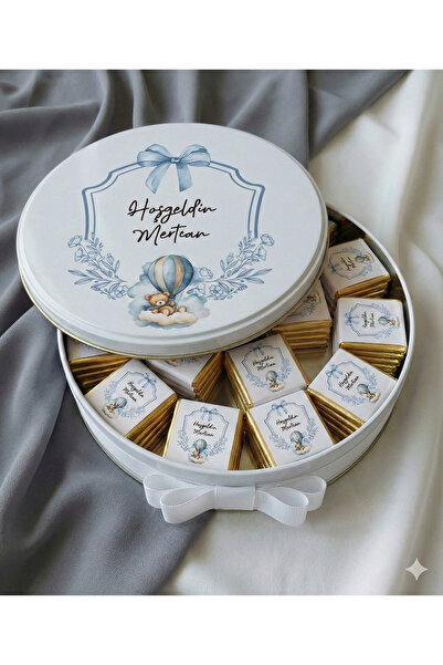 Cyz Home Metal Kutuda 100 Adet Yenidoğan Bebek Çikolatası Hoşgeldin Bebek İkr...